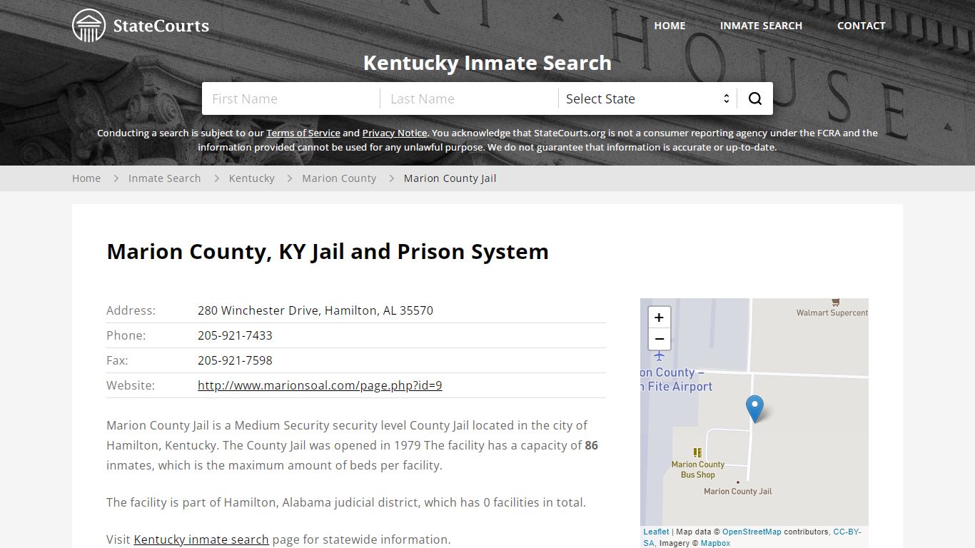 Marion County Jail Inmate Records Search, Kentucky - StateCourts
